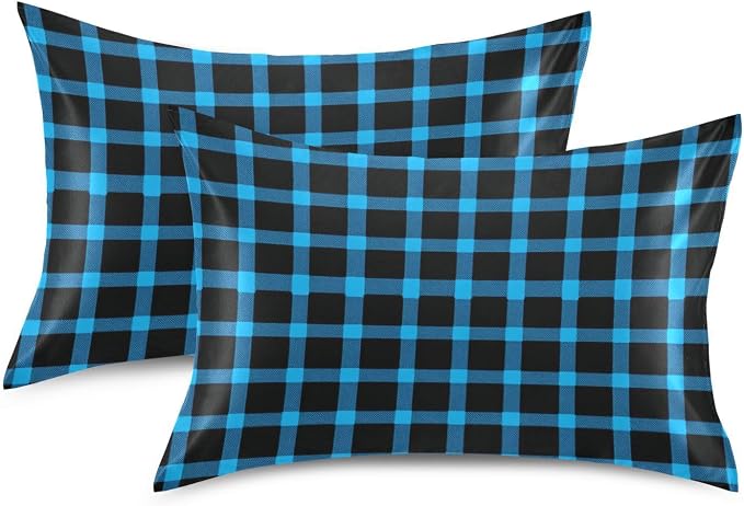 Bright Blue Black Checkered