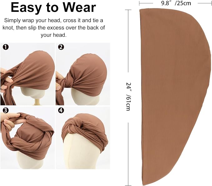 2 Pack Head Wrap: Black, Coffee