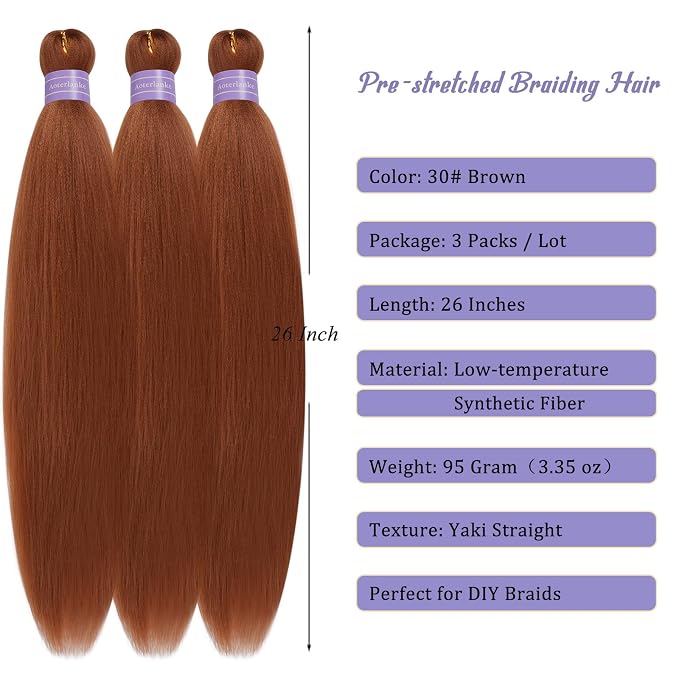 Color 30 Braiding Hair Pre Stretched