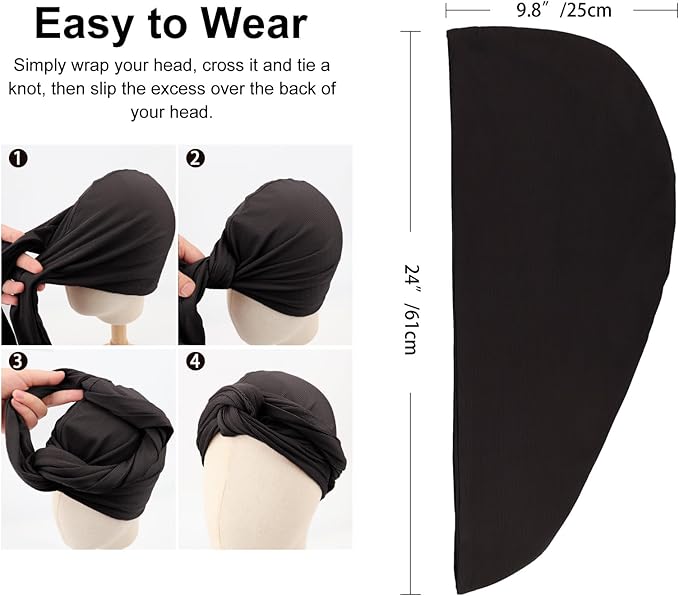 2 Pack Head Wrap: Black, Gray