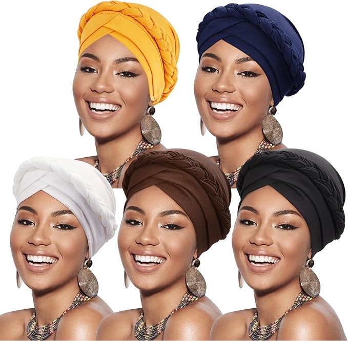 5 Pcs Twisted Braid: Ginger, Navy, White, Coffee, Black