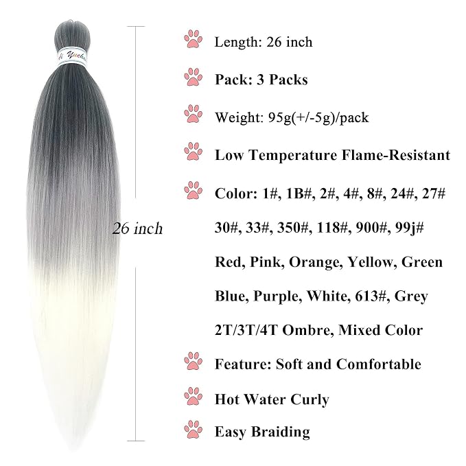 Grey Ombre Braiding Hair 6 Packs