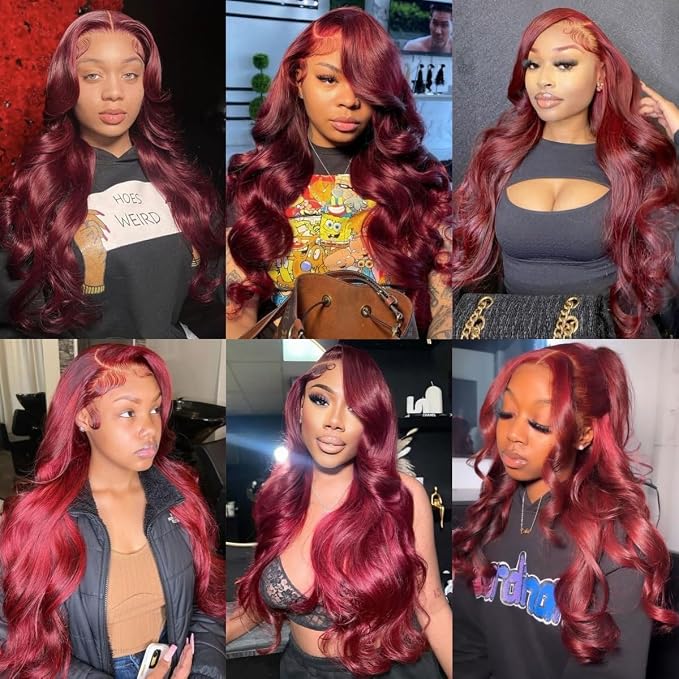 99J Body Wave Burgundy Lace Front Wigs Human Hair