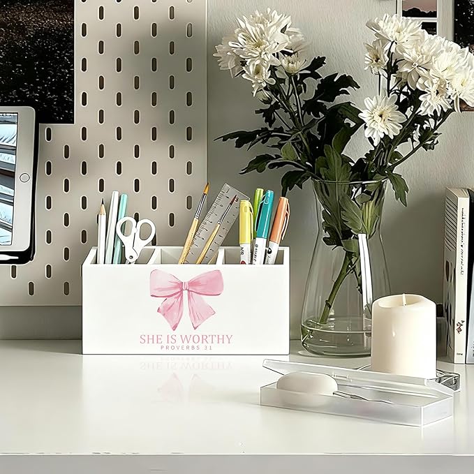 01-Pink Bow Christian Pen Holder(6)