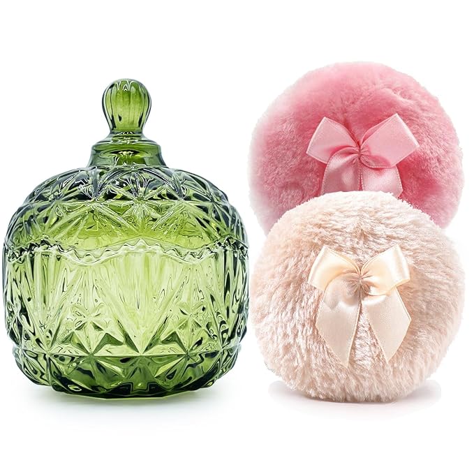 1 Beige 1 Pink Bow Puffs with Crown-Olive Green
