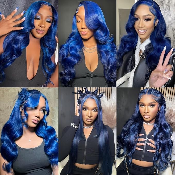 Blue Body Wave Lace Front Wigs Human Hair