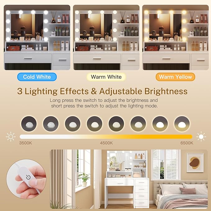 White 5 Drawers