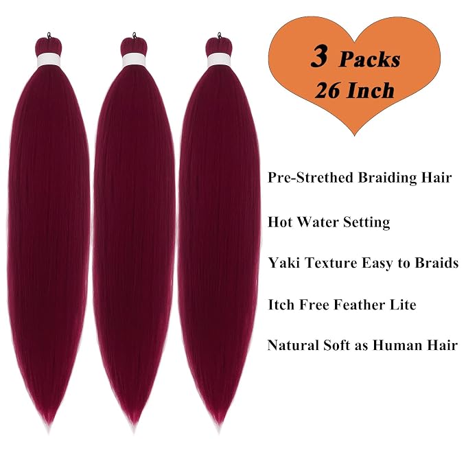 Burgundy Braiding Hair 3 Packs