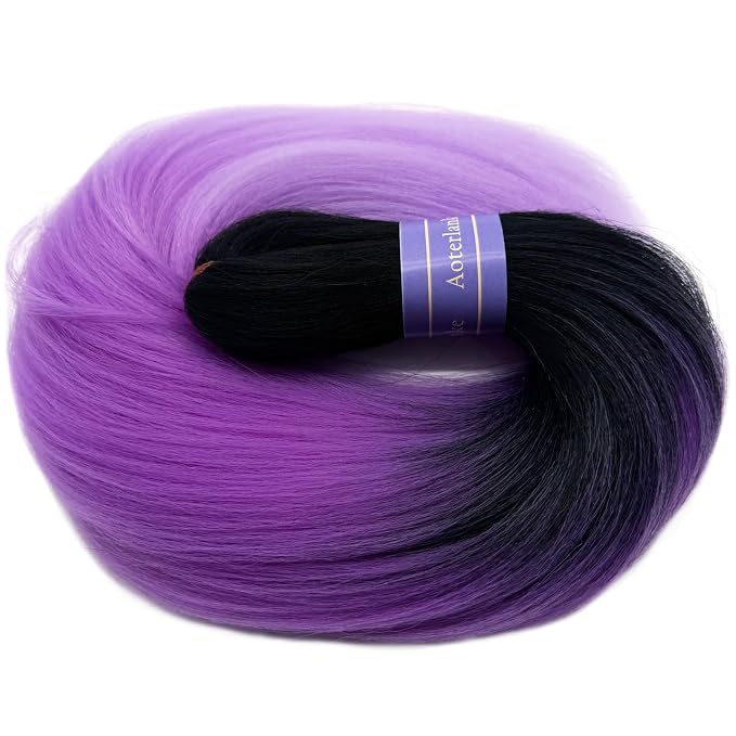 Black to Purple Braiding Hair Pre Stretched