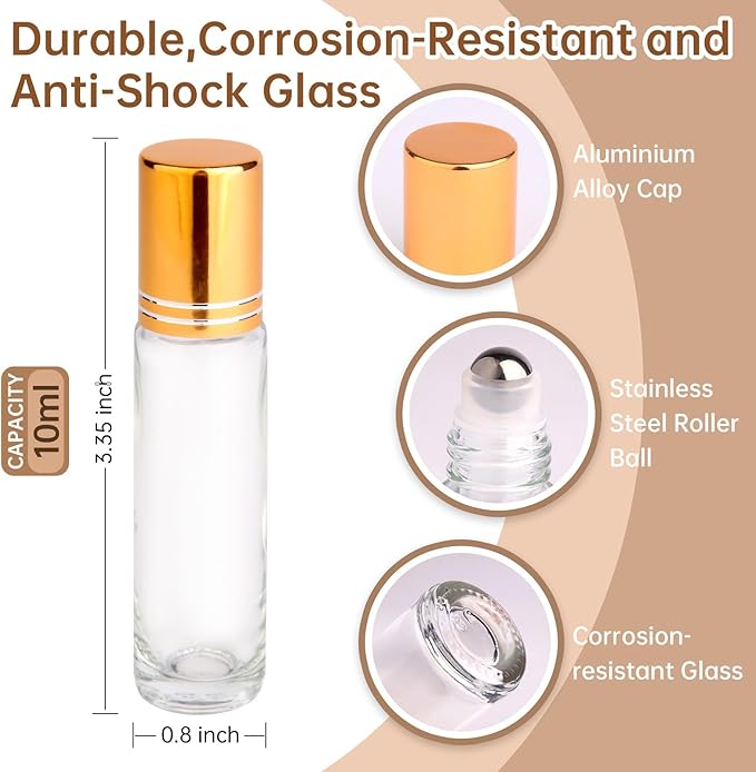 100 PACK Clear Rolelr Bottles