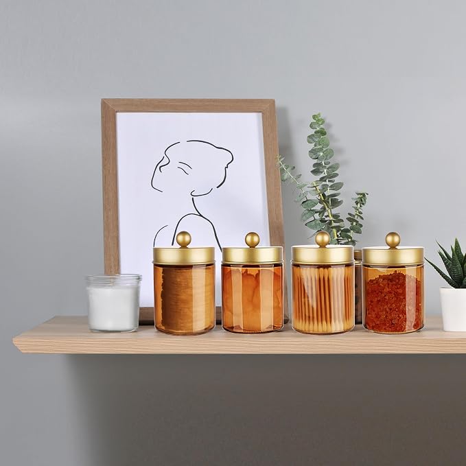 Jar Gold Amber/Lid Gold