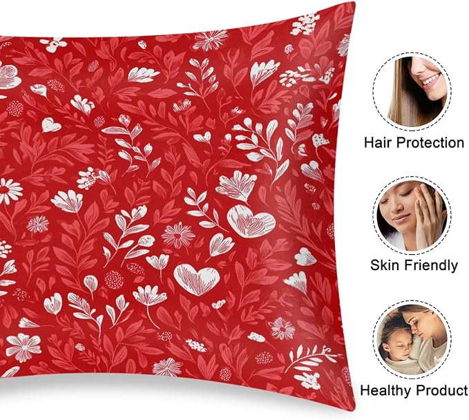 Red Floral Leaves Hearts