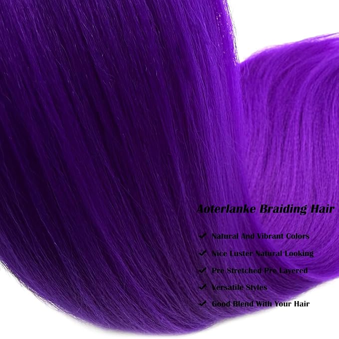 Bright Purple Braiding Hair Pre Stretched