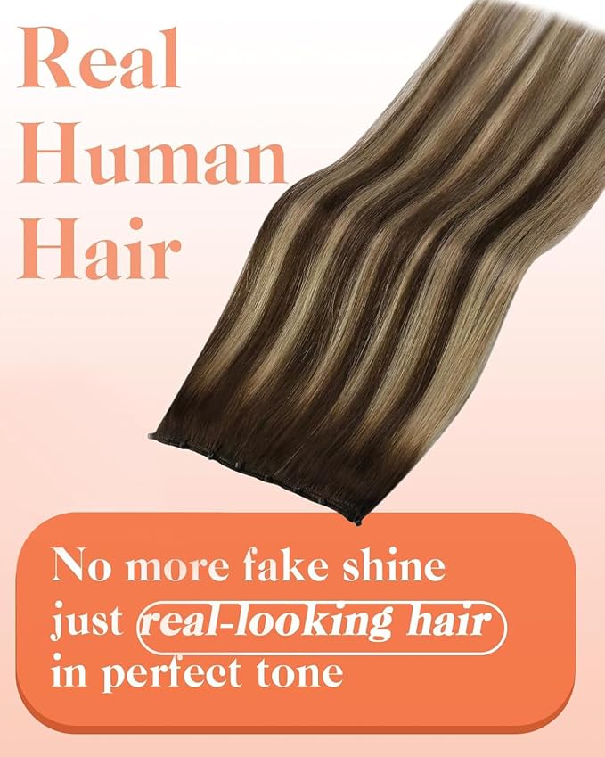 B-#4/4/27-Chocolate Brown Balayage Caramel Blonde