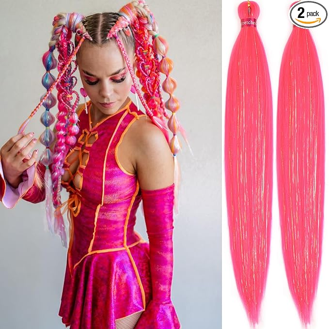 hot pink with tinsel