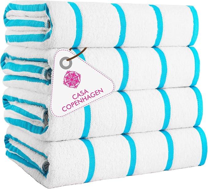 Cabana 4pcs Pool Towel Set White Turquoise