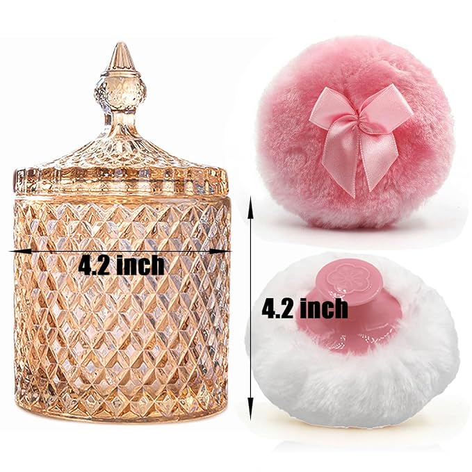 1 Handle 1 Bow Pink Puffs with Pointed Cylinder-Amber-Large