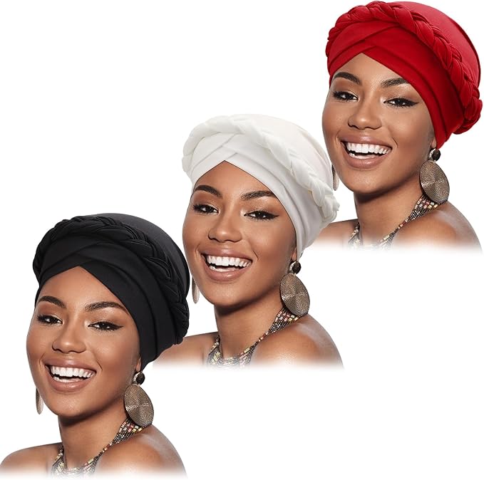3 Pack Twisted Braid: White, Red, Black