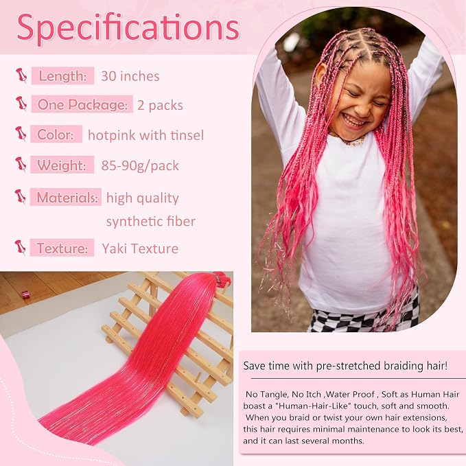 hot pink with tinsel