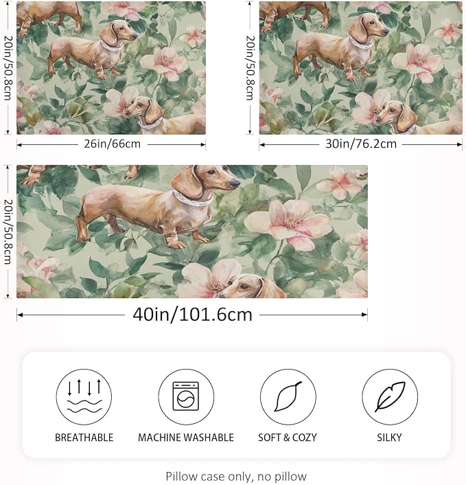 Dachshunds Flowers Green