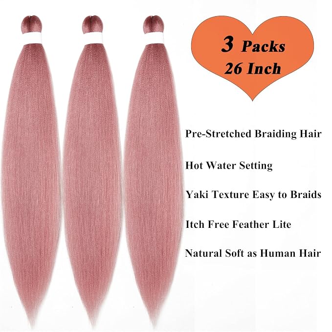 Dark Rose Gold Braiding Hair 3 Packs