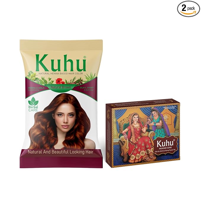 Natural Brown Hair Color (Red Mehendi Cone Box)