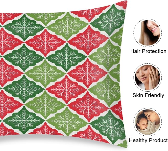 Red Green Snowflakes Retro
