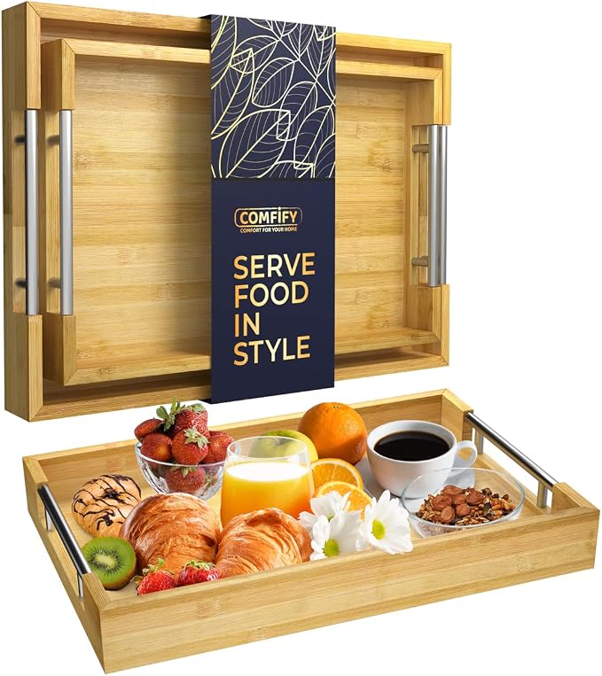 Bamboo Natural With Silver Handles
