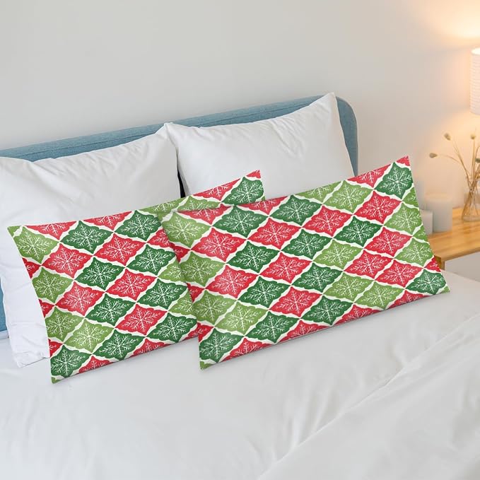 Red Green Snowflakes Retro