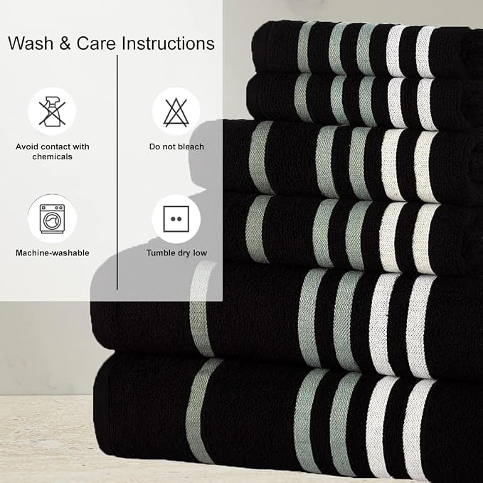 Exotic 6pcs Towel Set Dark Black