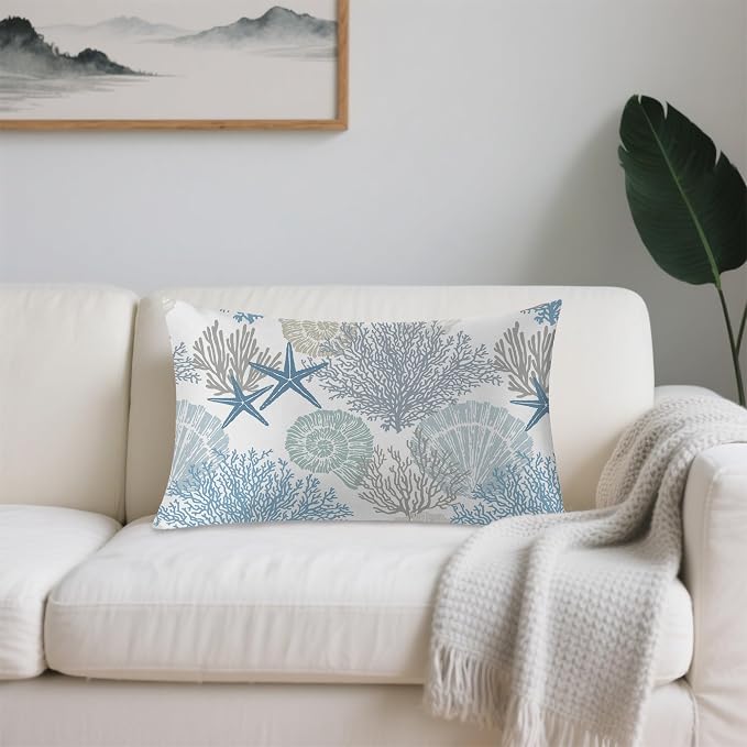 Starfish Seashell Coral Nautical Blue