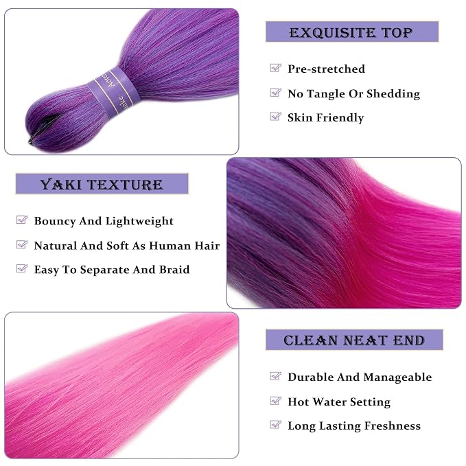 Blue and Pink Braiding Hair Pre Stretched