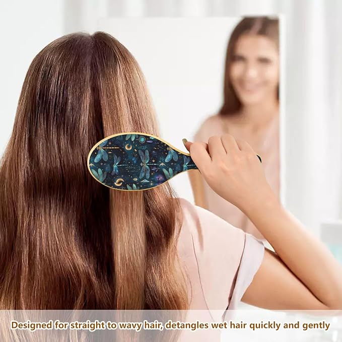 Dark Blue Dragonflies Moons Stars Gems