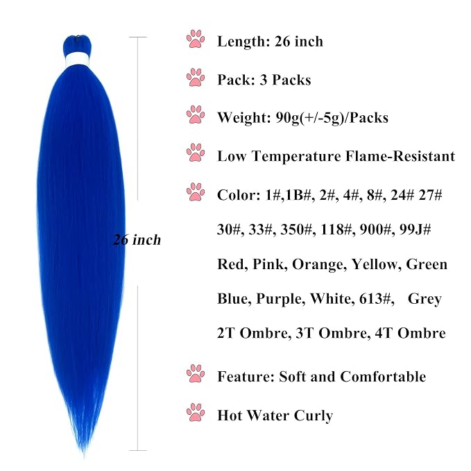 Dark Blue Braiding Hair 3 Packs