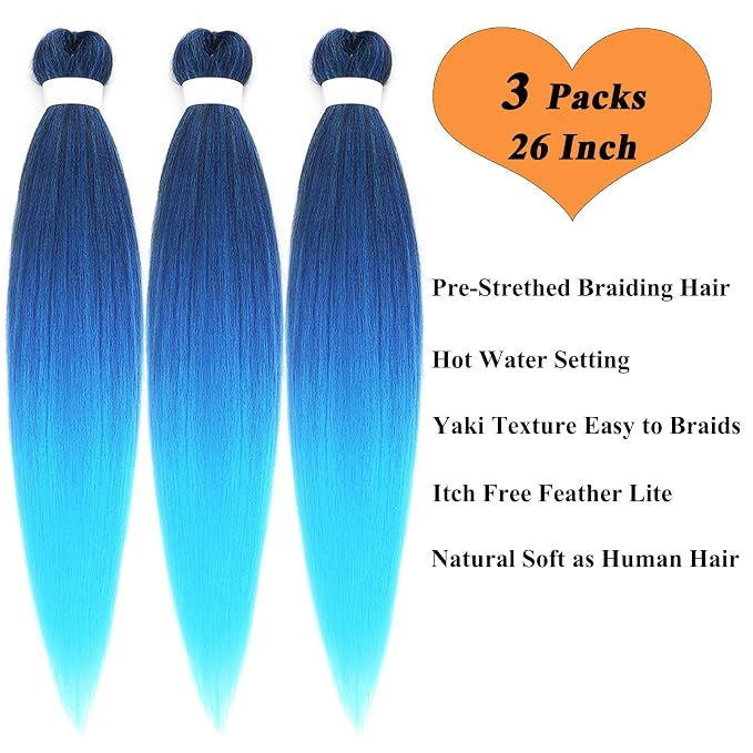 Blue Ombre Braiding Hair 3 Packs