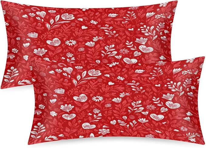 Red Floral Leaves Hearts