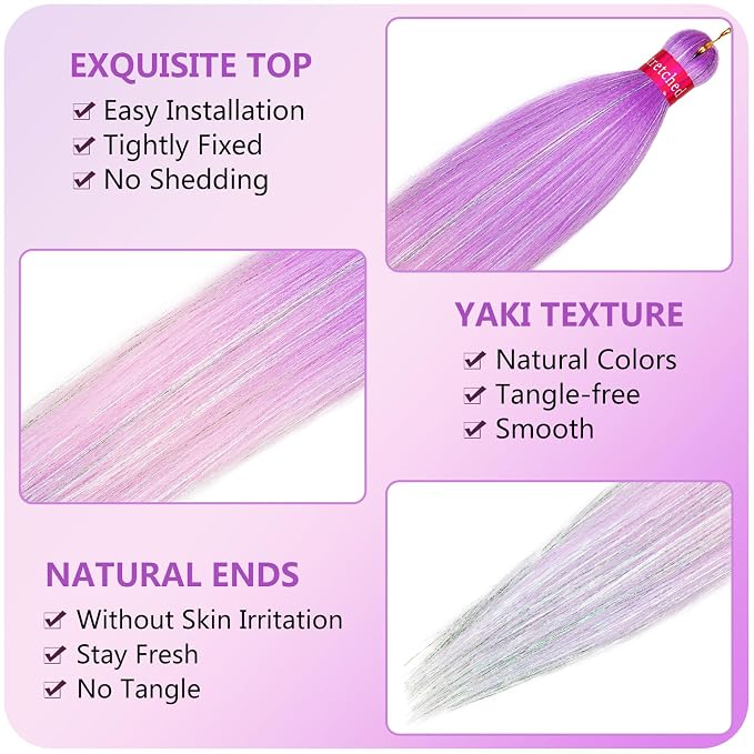 ombre purple pink lavender with tinsel