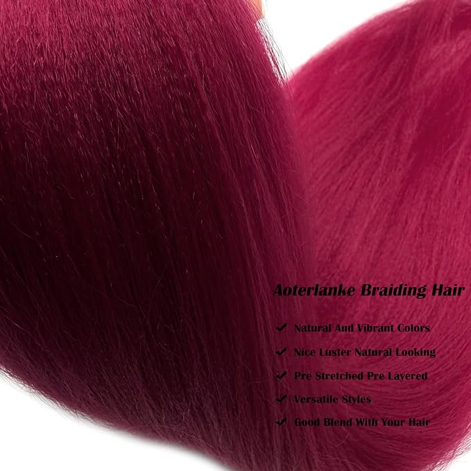Burgundy Braiding Hair Pre Stretched
