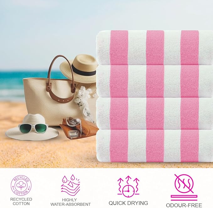 Cabana Beach Towel 4 Pieces, Pink