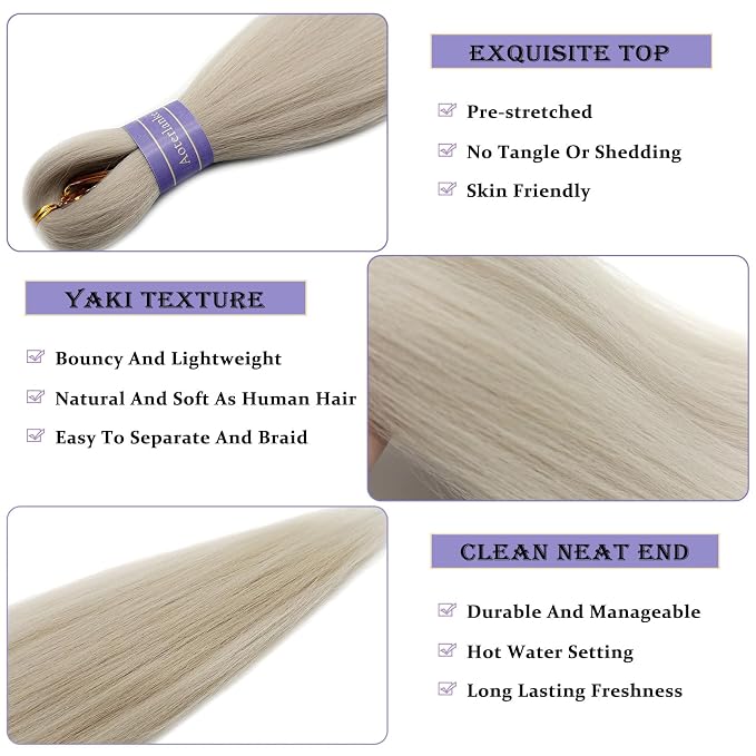 Mixed Ash Blonde Braiding Hair Pre Stretched