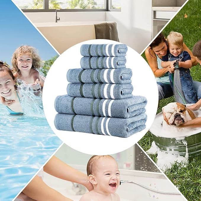 Exotic 6pcs Towel Set Steel Blue