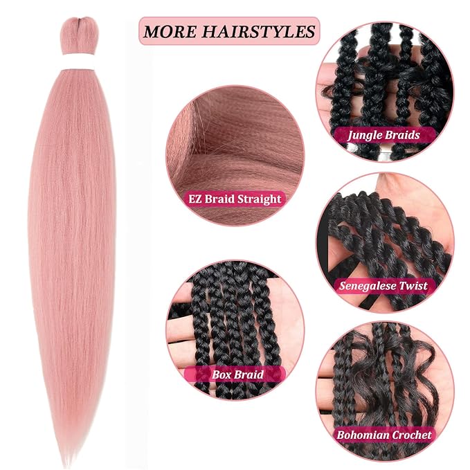 Rose Gold Pink Braiding Hair