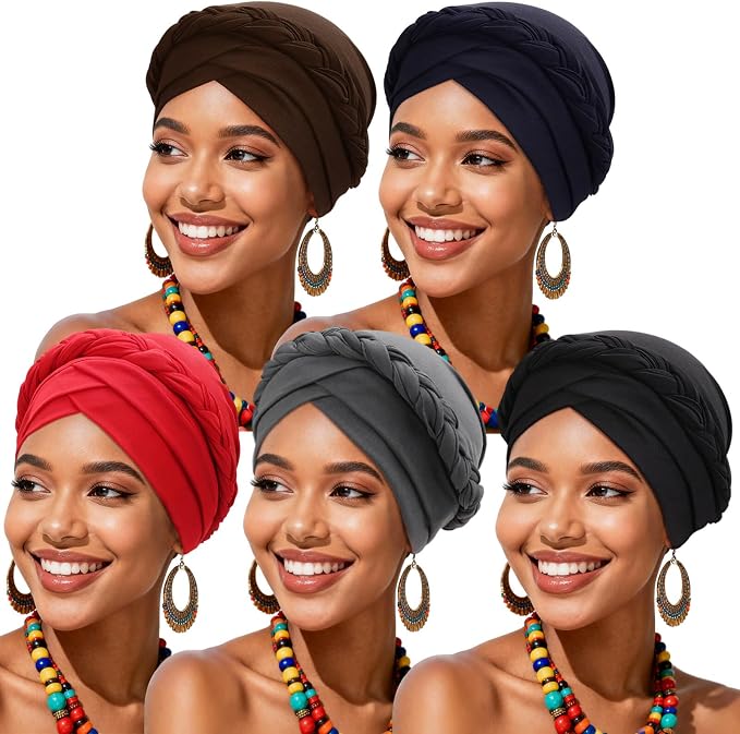 5 Pack Twisted Braid: Black, Gray, Coffee, Navy, Red