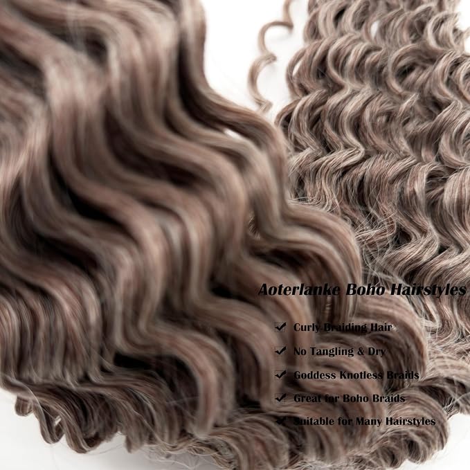 Mixed Dark Ash Brown Braiding Hair with Boho Curls