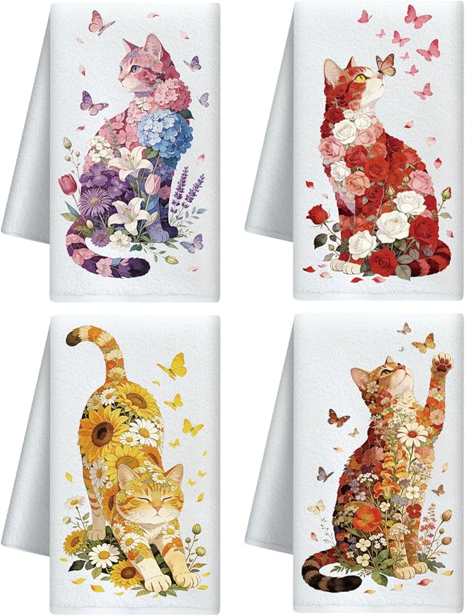 Colorful Cats and Flowers