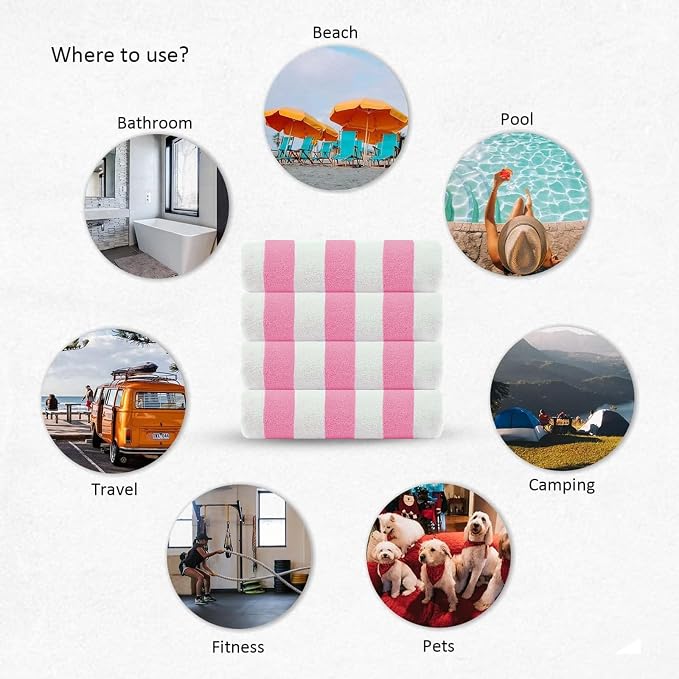 Cabana Beach Towel 4 Pieces, Pink