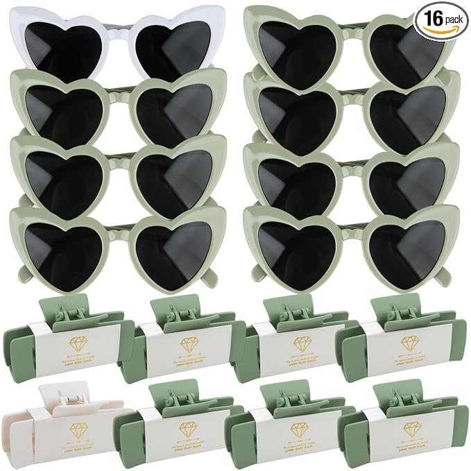 16pcs White&Sage Green
