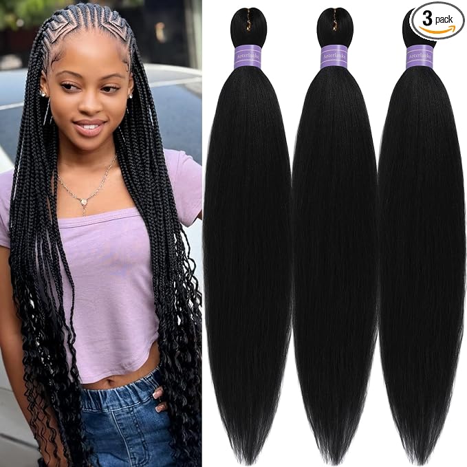 Black Braiding Hair Pre Stretched