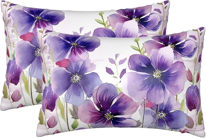 Watercolor Purple Flowers