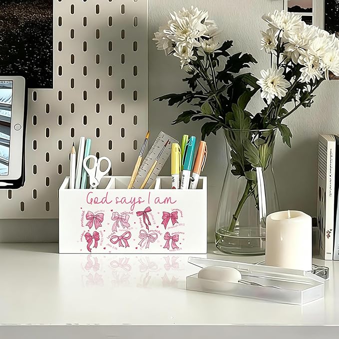 01-Pink Bow Christian Pen Holder(4)